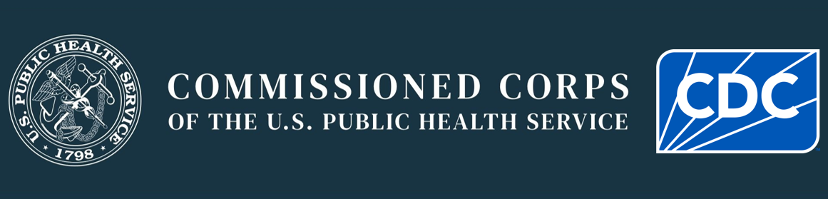 USPHS Commissioned Corps name with branch seal co-branded with CDC agency logo.